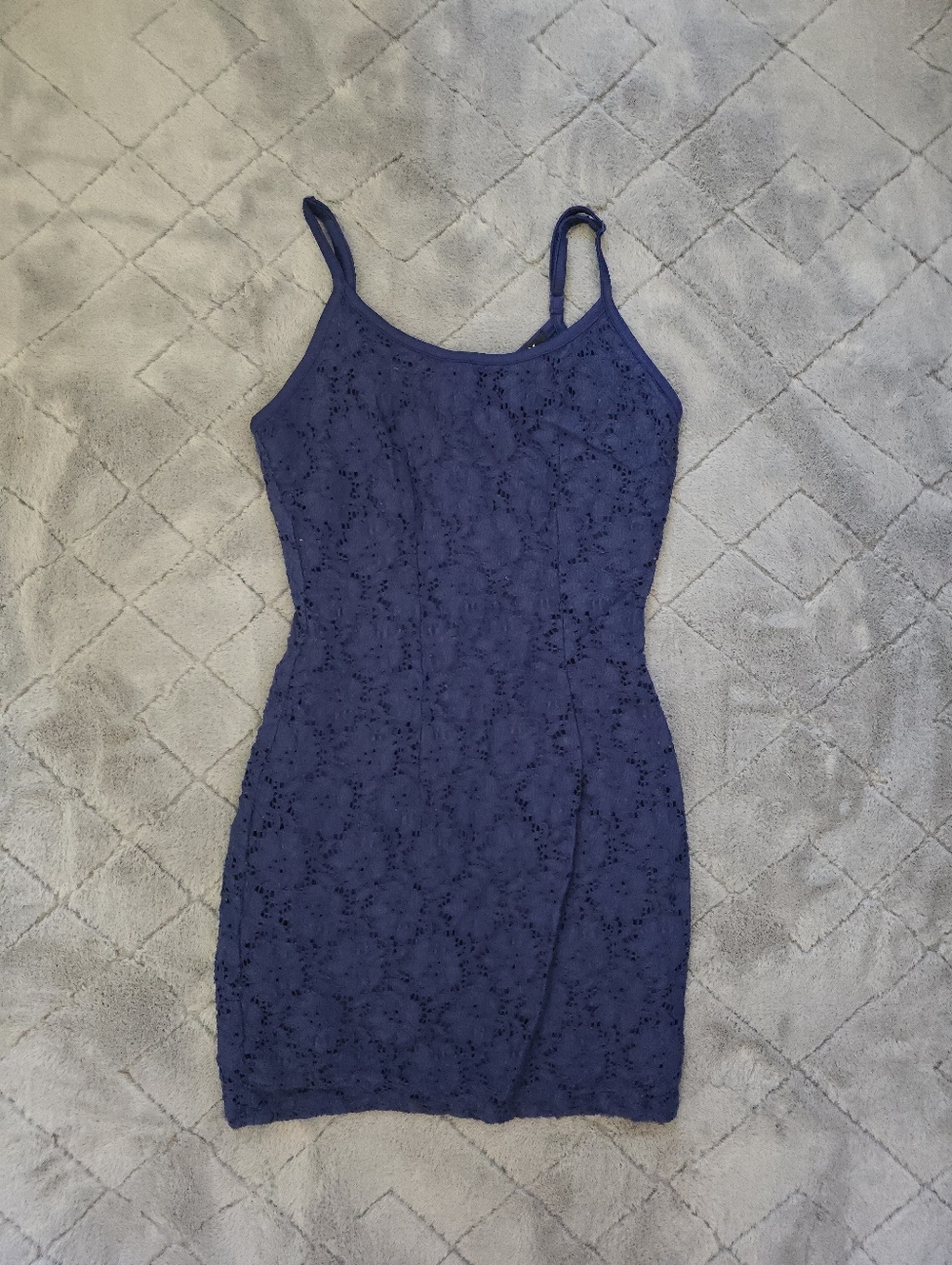 Forever 21 Navy Stretch Dress with Lace Trim